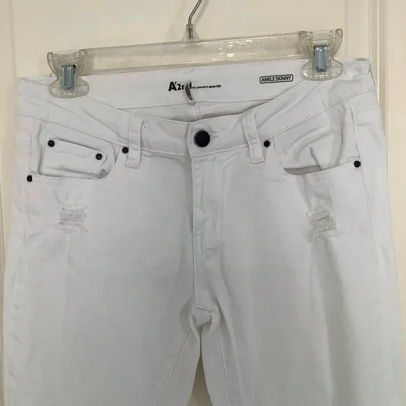 A’2nd by Special A Jeans White Mid Rise Skinny Ankle Jeans Size 7 - Picture 3 of 10